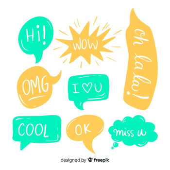Colorful speech bubbles with different expressions Free Vector