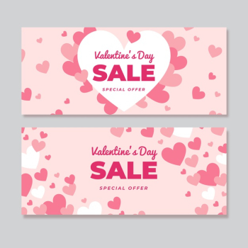 Flat design valentines day sale banners template Free Vector