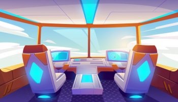 Empty airplane cabin interior Free Vector
