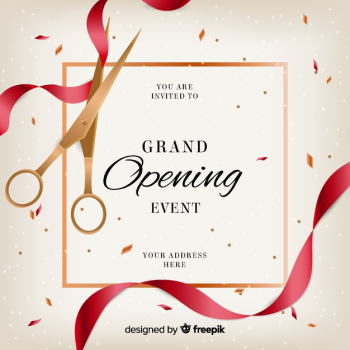 Realistic cut ribbon grand opening background Free Vector