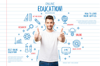 Education background with funny icons Free Vector