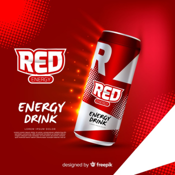Realistic energy drink ad template Free Vector
