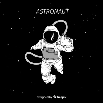 Hand drawn astronaut character in the space Free Vector