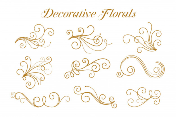 Set of decorative golden florals ornamental Free Vector
