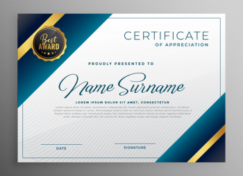 Award diploma certificate template design vector illustration Free Vector