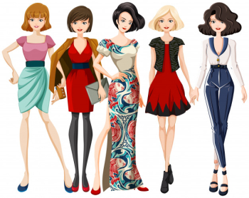 Set of fashion model character Free Vector