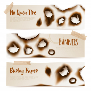 Paper burnt holes banners Free Vector