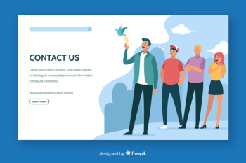 Contact us landing page flat design Free Vector