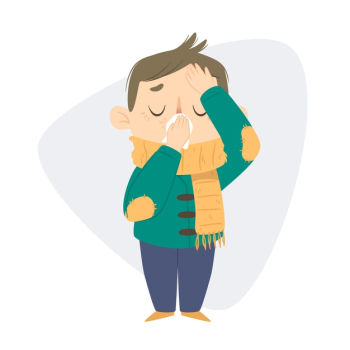 A person with a cold experiencing headache Free Vector