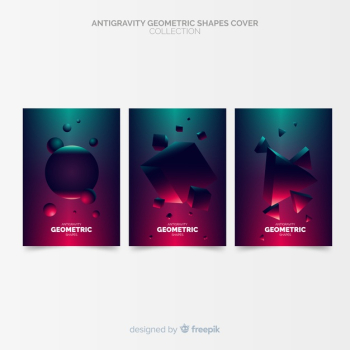 Antigravity geometric shapes cover collection Free Vector