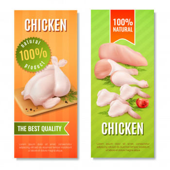 Chicken meat vertical banners Free Vector