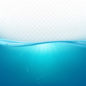 Water wave surface, liquid ocean line or sea underwater level with air bubbles background, blue fresh aqua in motion Free Vector