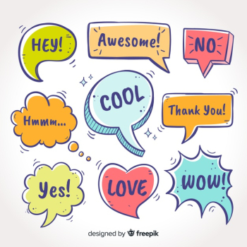 Hand drawn speech bubbles with different expressions Free Vector
