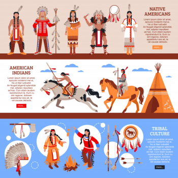 Native americans horizontal banners Free Vector