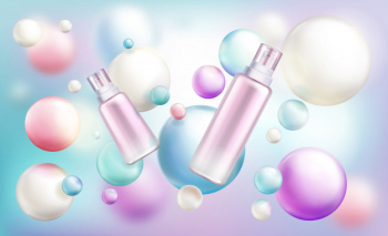 Beauty cosmetics different size bottles Free Vector