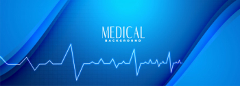 Medical science blue banner with heartbeat line Free Vector