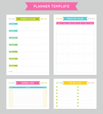 Planner template for business and studying Free Vector