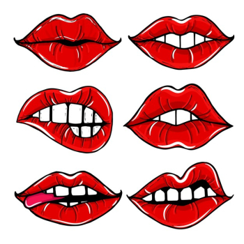 Open female mouth with red lips. women lips isolated set Free Vector