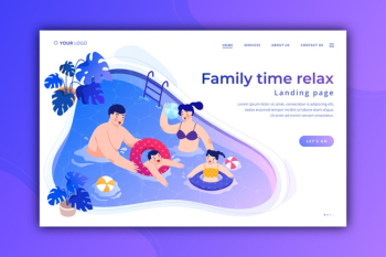 Family time relax landing page template Free Vector