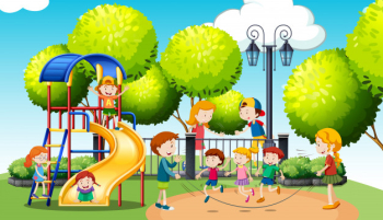 Children playing in the public park Free Vector
