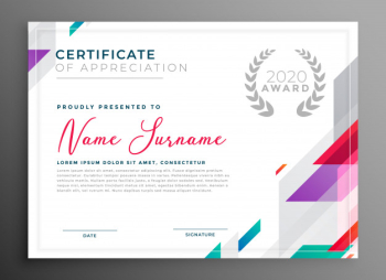 Modern certificate award template design vector illustration Free Vector