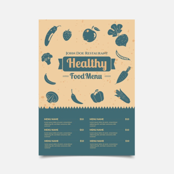 Vintage design healthy food restaurant menu Free Vector