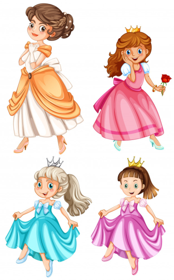 Set of pretty princesses Free Vector