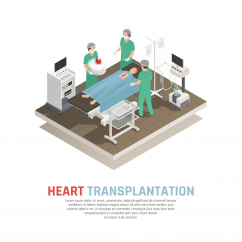 Human heart transplantation isometric composition Free Vector