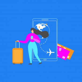 Booking flight tickets with mobile app flat vector Free Vector
