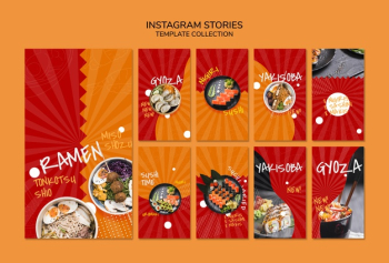 Instagram stories template for asian japanese restaurant o sushibar Free Psd