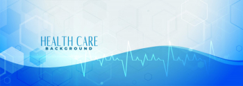Blue healthcare banner with heartbeat line Free Vector
