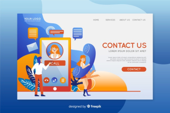 Contact us landing page template flat design Free Vector