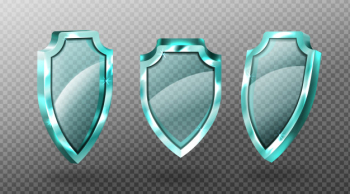 Glass shields set blank blue acrylic screen panels Free Vector