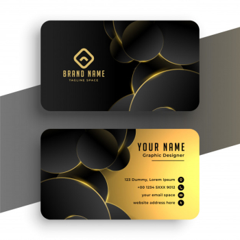 Abstract black and golden business card design Free Vector