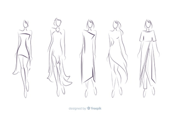 Hand drawn fashion sketch collection Free Vector