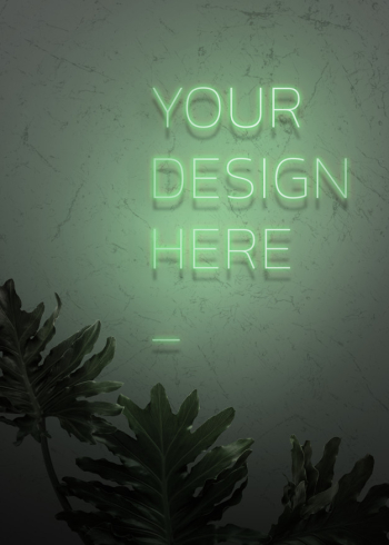 Your design here neon sign Free Psd