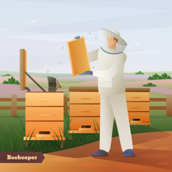 Beekeeper flat composition Free Vector