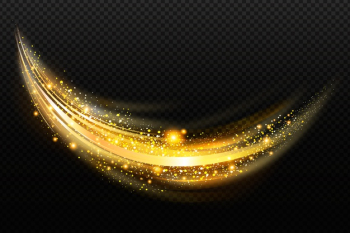 Transparent background with shiny golden wave Free Vector