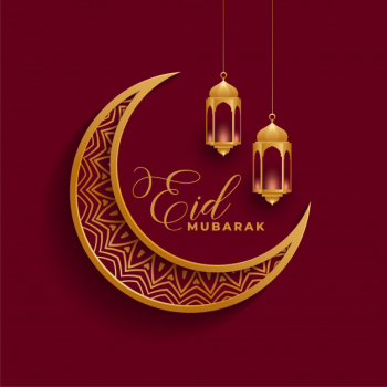 Eid Mubarak 3d Moon And Lamps | Download now free vectors on Freepik