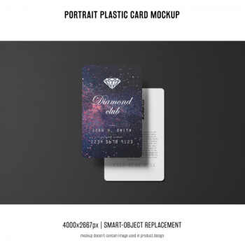 Portrait plastic card mockup Free Psd