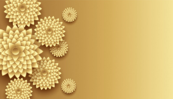 3d golden flowers decoration with text space background Free Vector