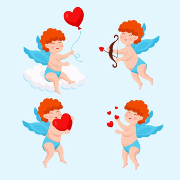 Cupid character collection with flat design Free Vector