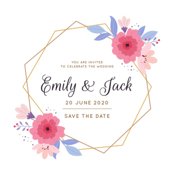 Wedding floral frame invitation card Free Vector