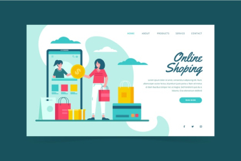 Flat design shopping online landing page illustrated Free Vector