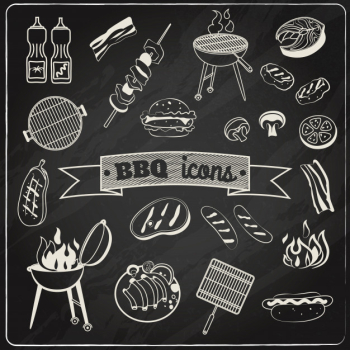 Barbecue chalkboard set Free Vector
