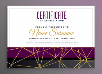Premium multipurpose certificate with golden low poly lines Free Vector