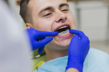Patient getting invisible retainers Free Photo
