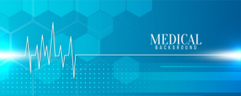 Modern medical blue banner  with life line Free Vector