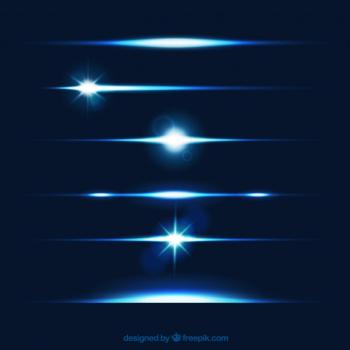 Lens flare dividers collection in blue color Free Vector