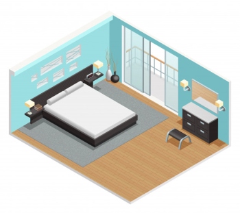 Bedroom interior isometric view Free Vector